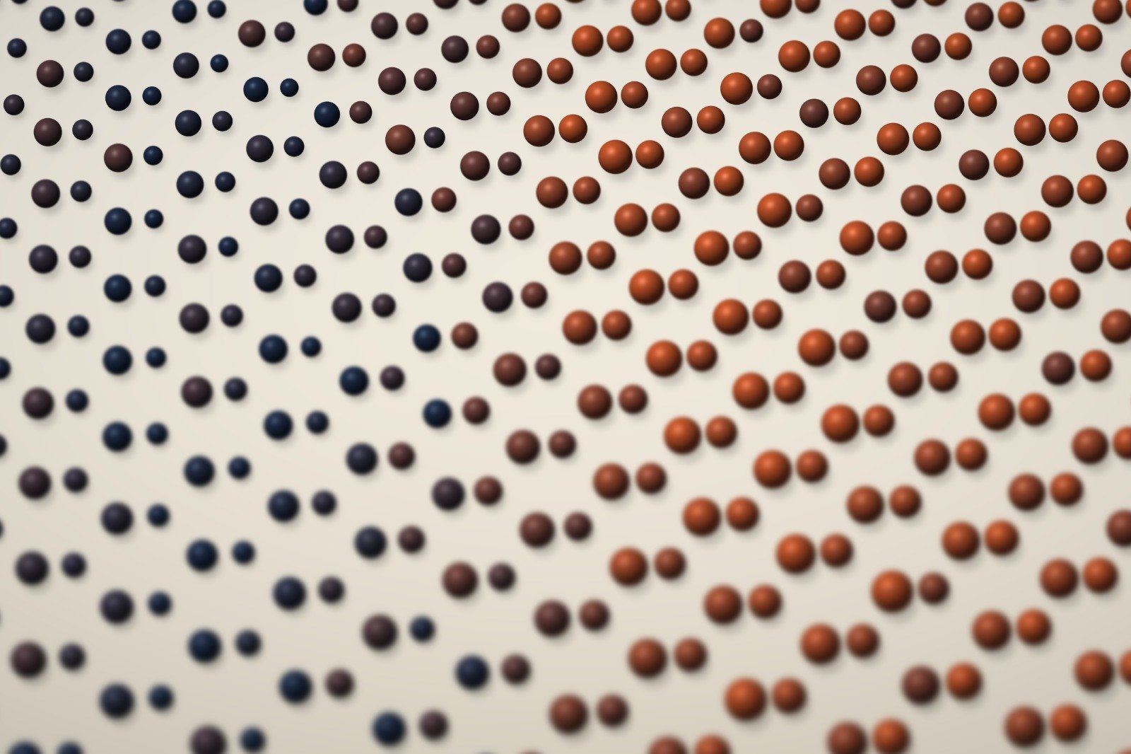 Pattern of paired atoms in blue, brown and copper tones